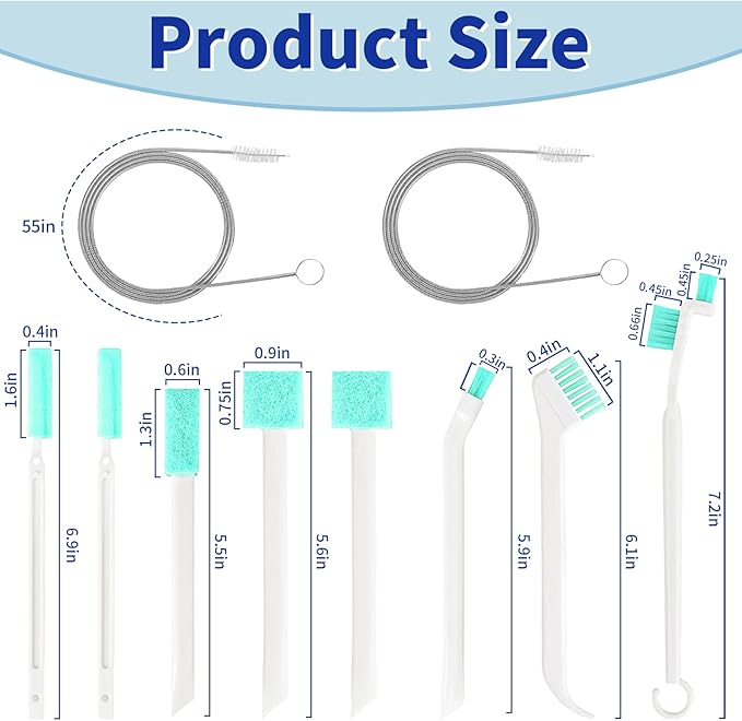 Ice Machine Cleaner Kit - 30Pack Ice Maker Cleaner Tablets - 10Pcs Pipe & Crevice Brush Set - Commercial & Portable Countertop Icemaker Cleaning Solution