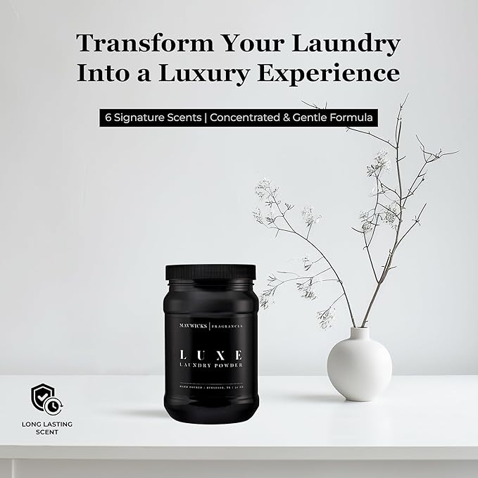 Luxury Laundry Detergent Powder (Luxe) 32 Oz – Concentrated for Tough Stains and Odors, For All Washing machine types – Gentle on Fabrics