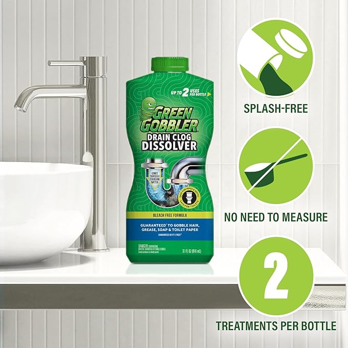 Green Gobbler Liquid Hair Drain Clog Remover | For Toilets, Sinks, Tubs & Fresh Scent Drain Sticks | 12 Pack | Drain Cleaner & Deodorizer