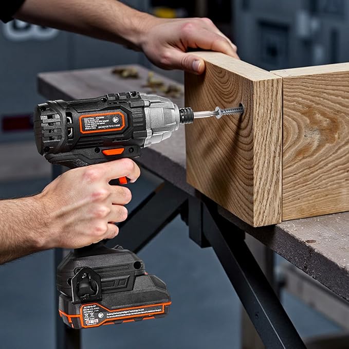 VEVOR Impact Driver, 1/4 Inch, 2800 RPM Max Speed, 20 V Powerful Motor, Electric Cordless Impact Driver Kit with Battery and Charger, 10 Bits, LED Work Light, for Furniture, Electrical, Home Repairs