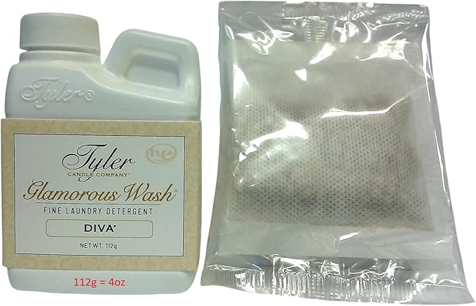 Tyler Glam Wash Laundry Detergent, Diva, Liquid, 4Fl Oz HE Safe w/Dryer Sachet Pouch h1
