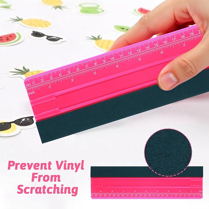 Wallpaper Smoothing Tool, Professional Vinyl Squeegee with Ruler Felt Squeegee for Vinyl Decals Sticker Paper Wallpaper Window Film Tools