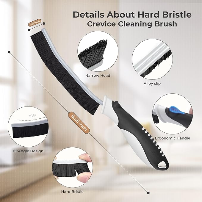 Cleaning Brush-Hard Crevice Cleaning Brushes, Multifunctional Window Groove Brushes, Grout Brush, Cleaning Tool for Bathroom, Kitchen, Toilet, Tile, Sink, Home (6, Black)