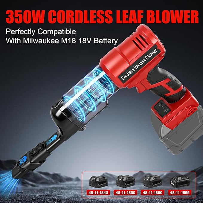 Cordless Vacuum Cleaner for Milwaukee M18 Battery, 105AW Brushless Handheld Vacuum with 3-Speed Control, LED Light, 4 Nozzles & 5 Filters, Portable Vacuum for Car Floor Home (No Battery)