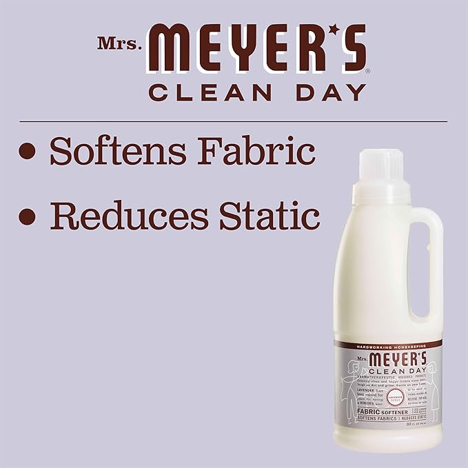 MRS. MEYER'S CLEAN DAY Liquid Fabric Softener, Infused with Essential Oils, Paraben Free, Lavender, 32 oz (32 Loads) (Pack of 4)
