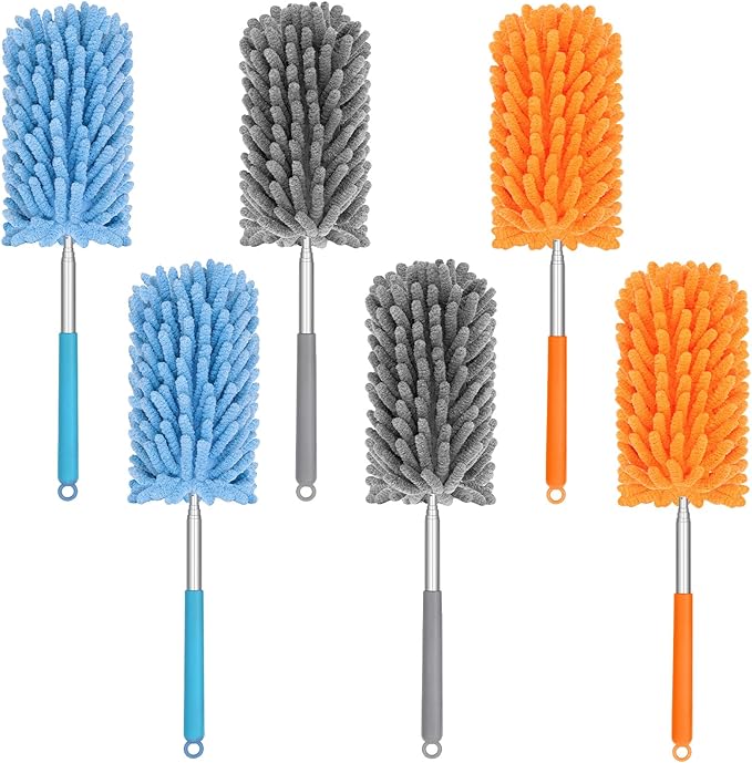 Mini Duster for Cleaning, 360° Bendable Hand Dusters with Extension Pole, Washable Small Duster for Car Interior, Office, Furniture