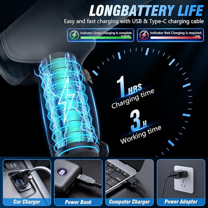 Handheld Car Vacuum Cleaner 12 Handheld Car Vacuum - 15000Pa Cordless Wet/Dry, 120W High Power with Complete Accessory Kit for Cars, Pet Hair, Home & Office Black