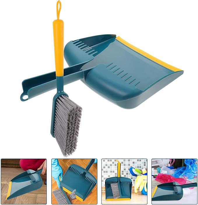 Small Broom and Dustpan Set for Home Cleaning, Handheld Kitchen Sweeping Tool with Compact Dustpan, Lightweight Cleaning Accessory for Living Room and Desktop Use