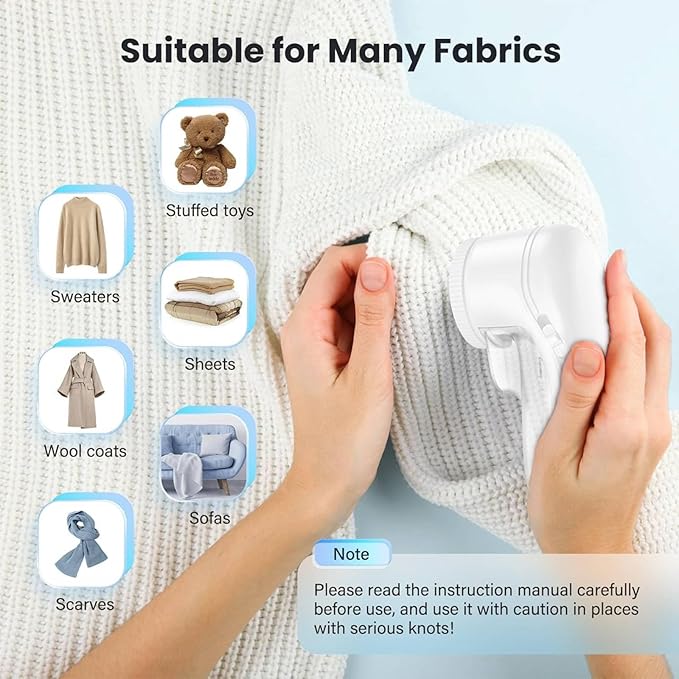 Fabric Shaver, Lint Remover for Clothes, Electric Lint Remover with 3 Replaceable Blades, Removes Fabric Pills, Rechargeable Sweater Defuzzer Pill Remover, Depiller Effectively Remove Pills