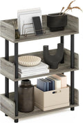 Furinno TURN-N-TUBE Display Shelf, 3-Tier Storage Shelves with Side Panels, Open Shelves Book Shelf with Rounded Corner Top Edges, for Organization and Storage, Living Room, Home Office, French Oak