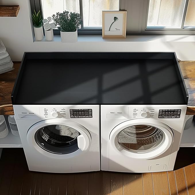 Gashell Washer Dryer Countertop, 27.5" x 54" Bamboo Washer and Dryer Countertop for Laundry Room Organization(Black)