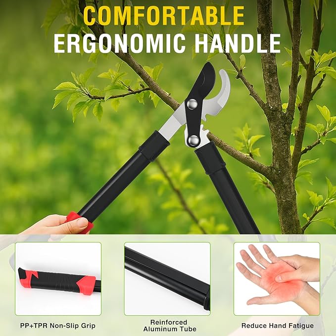 Yesker 19" Loppers Heavy Duty Branch Cutter Sharp Steel Blade Tree Trimmer up to 1" Diameter Cut Capacity Powerful Gear Action Lightweight Bypass Loppers Tools for Tree Trimming Garden Maintenance