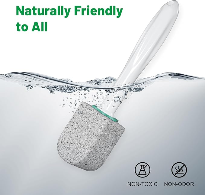 Pumice Stone Toilet Bowl Cleaner,Bathroom Cleaner Brush Toilet Wand Refills with 30CM Long Handle for Remove Hard Water Stains with 1 Wand+ Pumice Stones (5 Pack)