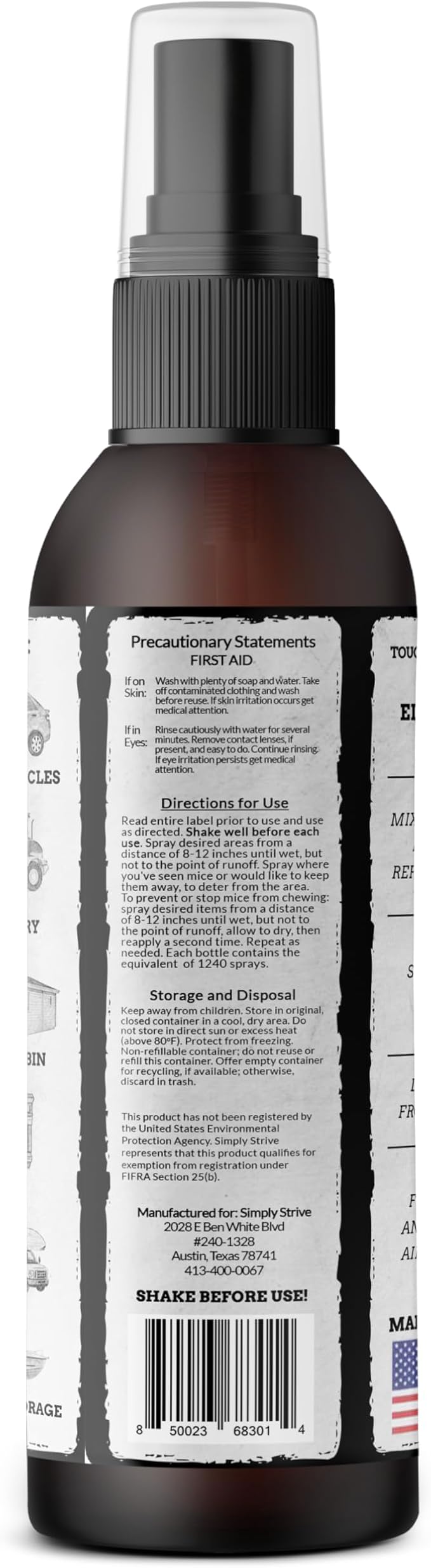 Tougher Than Tom Mouse Repellent Spray – 3 Pack - 8 fl oz Premium Cinnamon and Peppermint Oil Spray for Rodents – Effective Mouse Repellent Indoor Spray – Mice Deterrent Spray – All-Natural Formula