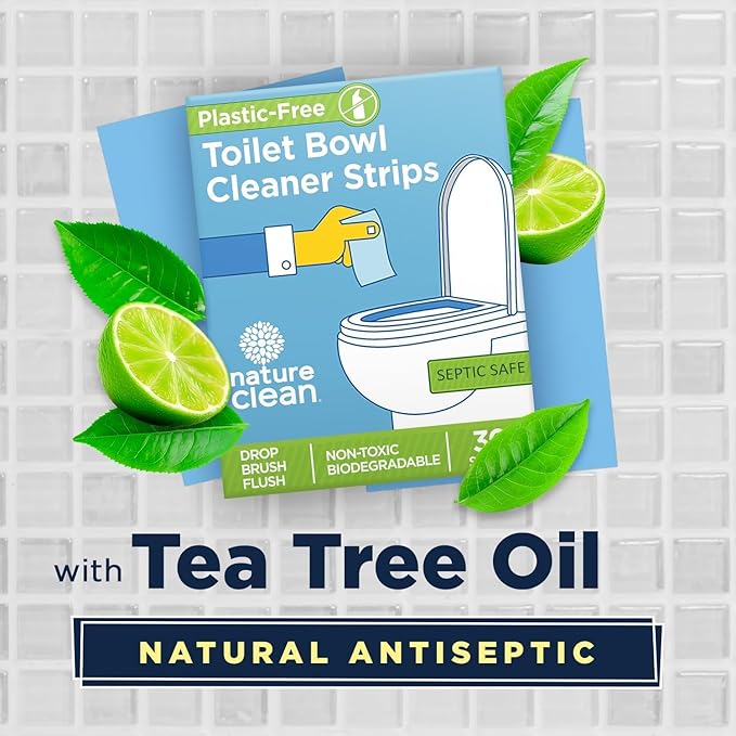 Nature Clean Non-Toxic Toilet Bowl Cleaners Strips 45 count - 2 pack, Plastic-Free Packaging, Natural Toilet Cleaner Septic Safe, Refresh Toilets & Bathroom. No Splash