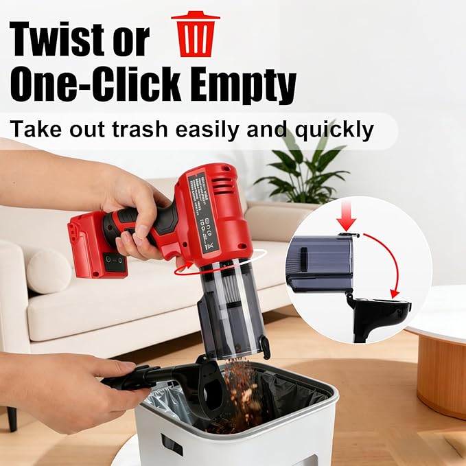 Cordless Vacuum Cleaner for Milwaukee M18 Battery, 105AW Brushless Handheld Vacuum with 3-Speed Control, LED Light, 4 Nozzles & 5 Filters, Portable Vacuum for Car Floor Home (No Battery)