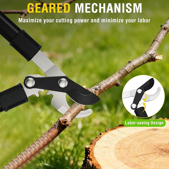 Yesker 19" Loppers Heavy Duty Branch Cutter Sharp Steel Blade Tree Trimmer up to 1" Diameter Cut Capacity Powerful Gear Action Lightweight Bypass Loppers Tools for Tree Trimming Garden Maintenance