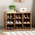 Garden 4 you Shoe Storage Bench, Cubby Shoe Rack with 9 Cubbies, 3-Tier Wood Shoe Rack Organizer, Shoe Organizer Cabinet for Entryway, Hallway, Closet and Garage, Brown