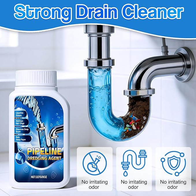 Drain Cleaner for Kitchen, 2026 New Strong Pipeline Dredging Agent, Fast Dissolves, Sink and Drain Cleaner Powder, Powerful Grease Dissolver for Bathroom