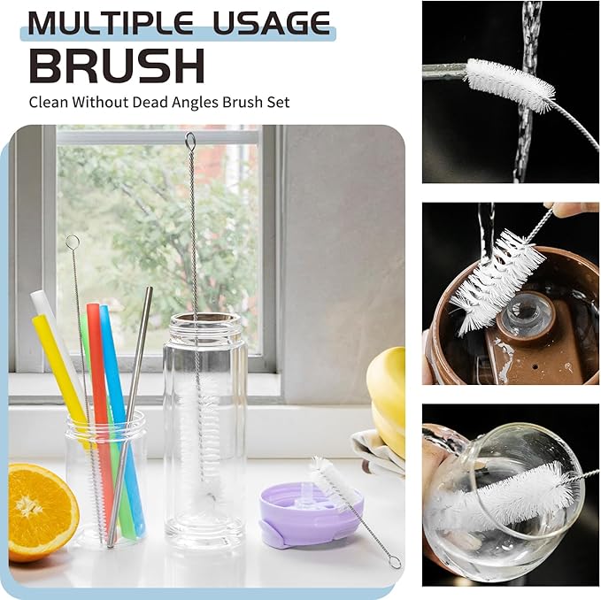 Living and Giving 3Pcs Set of Bottle Brush Flexible Cleaning Brushes Kitchen Nylon Multifunction Clean Brush Set