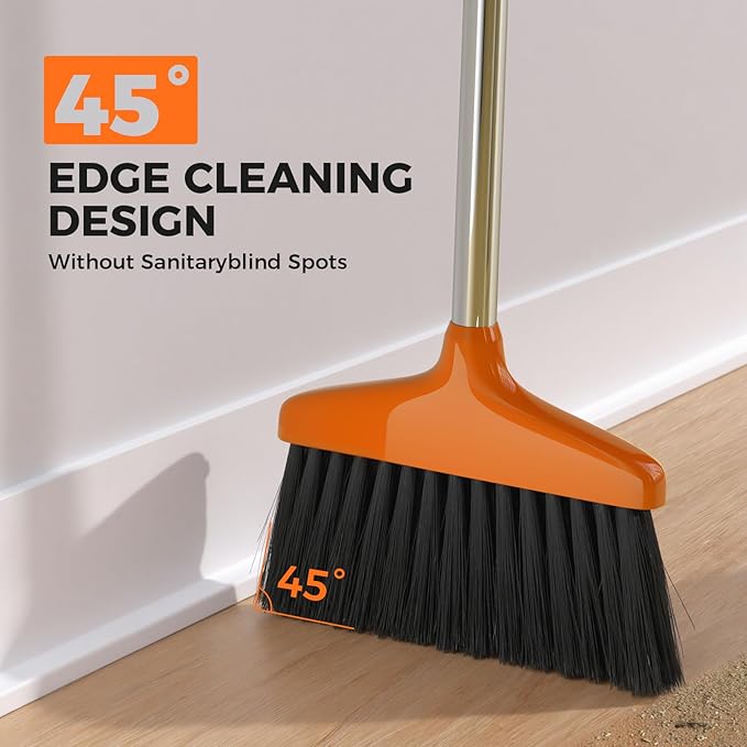 Handy Broom, Indoor/Outdoor Brooms, Duty Kitchen Broom, for Home Garage Kitchen Office Courtyard Lobby Patio Lawn Concrete (1, Orange)
