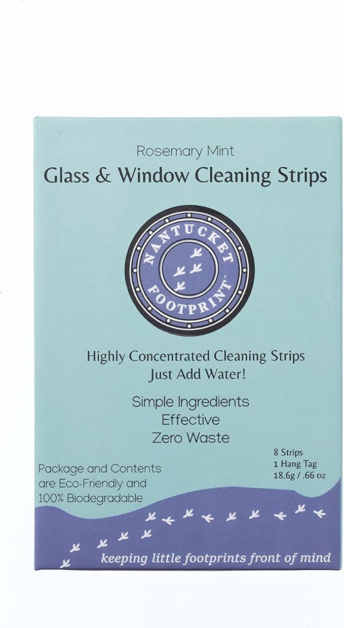 Glass & Window Cleaner Strips 8 Pack | Zero Waste & Eco Friendly Concentrated Cleaning Supplies | 8 Strips makes 64 fl oz total (4x 16 fl oz bottles of spray cleaner)
