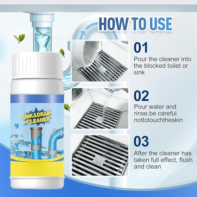2026 New Sink Drain Cleaner, Multi-functional Sink and Drain Cleaner Powder Cleaning, Drains Cleaner Foam Cleaner, Powerful Pipe Dredging Agent for Kitchen Toilet (1Pc)