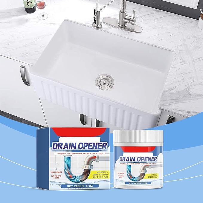 Drain Opener,Multipurpose Pipe Dredge Agent,Sink and Drain Pipe Dredging Powder,Powerful Pipe Dredging Agent for Unclogs Bathroom and Kitchen Sinks,Drains,Shower Pipes (1 Pcs)