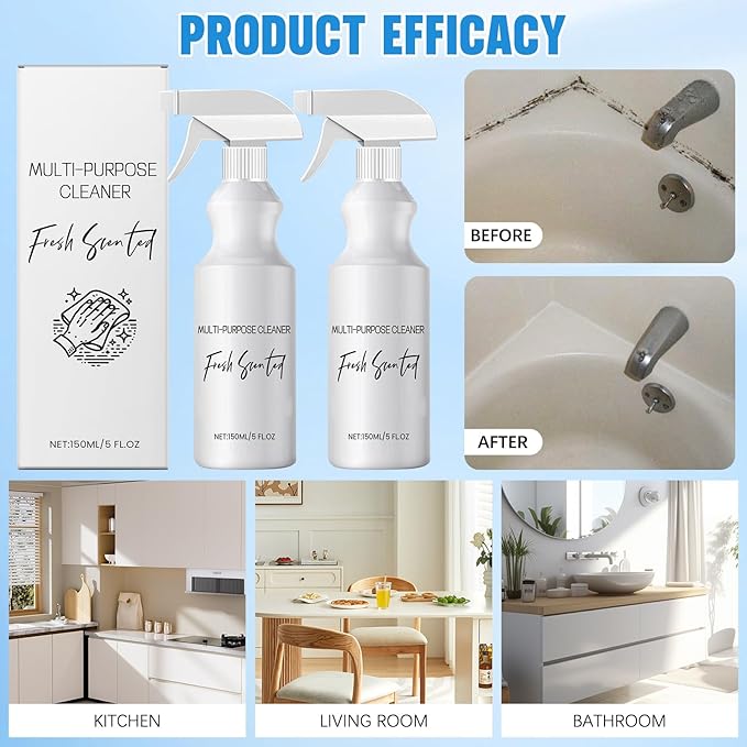 2Pcs R & W Multi Purpose Cleaner, Brazilian Waves Multi Purpose Cleaner,R and W Luxurious Scent, All-purpose Rinse-free Cleaning Spray,Multipurpose Bathroom Foam Cleaner