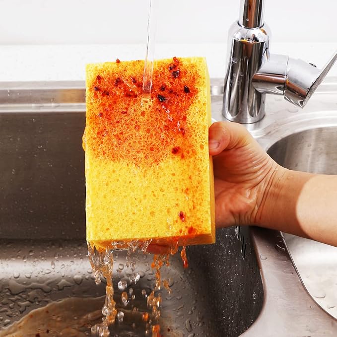 Natural Sponges Kitchen,2" Thick Extra Large Heavy Duty Scrub Sponges,Household Cleaning Sponge for Dishes,Cookware (15x10x5cm,2 Pcs)