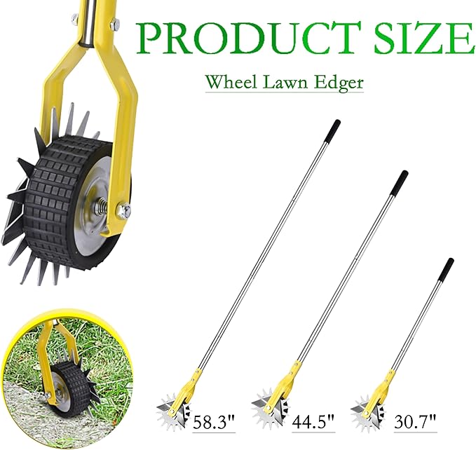 Wheel Rotary Edger，Edger for Lawn Edges Alongside Sidewalks & Driveways，with A 58-Inch Adjustable Handle, Ideal for Enhancing The Beauty of Sidewalks, Driveways, and Garden Lawn Edges