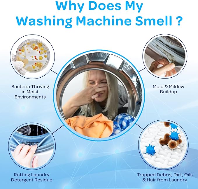 Washing Machine Cleaner Tablets 24 Pack - 16.9oz Washing Machine Cleaner Top Load, Septic Safe Washer Machine Cleaner Tablets, HE Washer Cleaner - 1 Year Supply