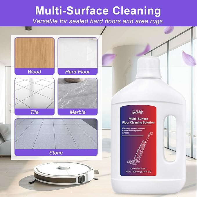 Snowlily Floor Cleaning Solution Compatible with Dreame Wet & Dry Vacuum, No residue & Pet-friendly, Household Floor Cleaners Suitable for Robot Vacuum Cleaners and Floor Mops (33.81 Fl Oz)