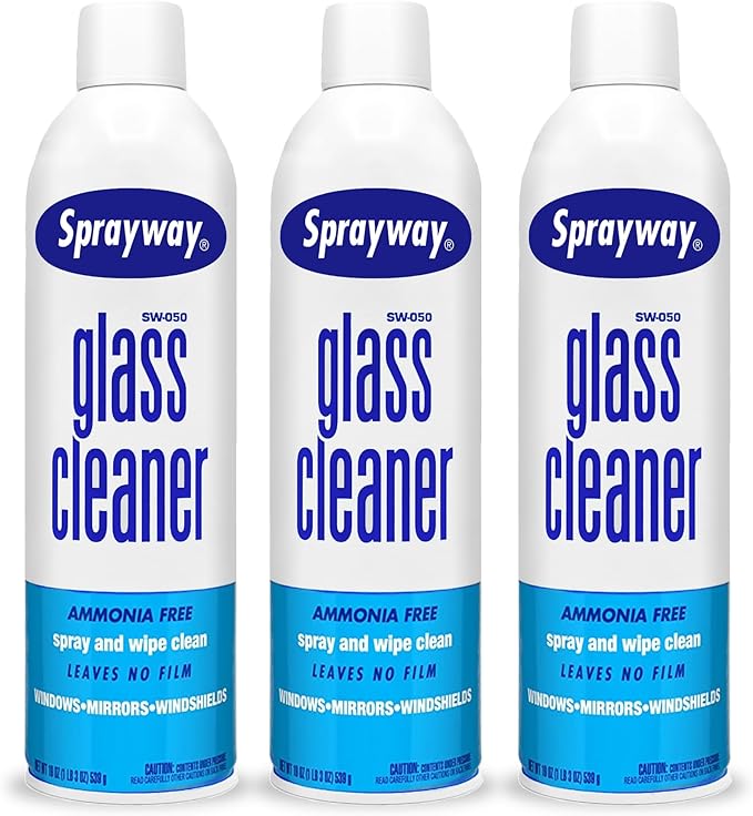 Sprayway Streakless Glass Cleaner 19 Ounce (Pack of 3) Made in USA, Blue and White (Package may vary)