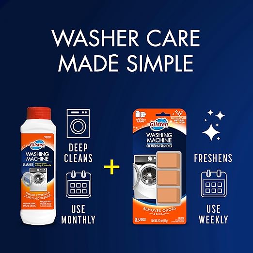 Glisten Washing Machine Cleaner, Helps Remove Odor, Buildup, and Limescale, Fresh Scent, Made in the USA, 12 Ounce Bottle