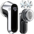 coldSky Fabric Shaver, Rechargeable Lint Shaver with Digital Display, Portable Sweater Defuzzer with 3 Speeds, 6 Leaf Blades and Safety Lock, Electric lint Remover for Clothes, Sweater (Silver)