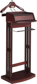 Proman Products Excalibur Wardrobe Wood Valet Stand with Power Extension, Large Storage Compartment, Contour Hanger, Trouser Bar, Tie & Belt Hooks and Shoe Rack - VL16200