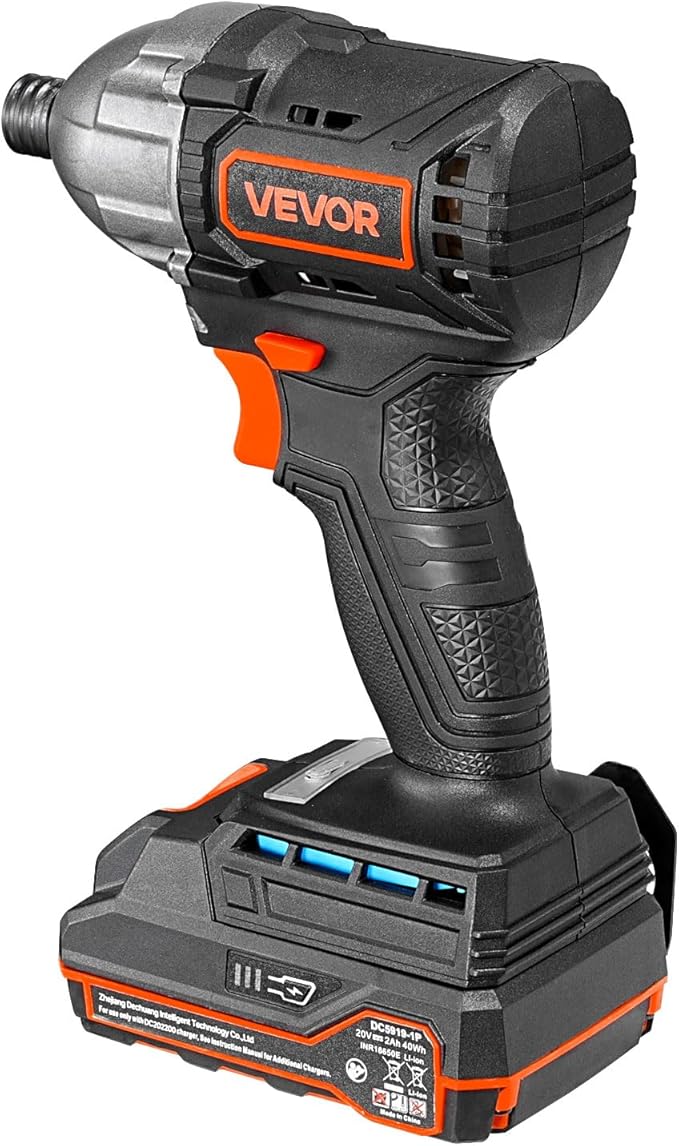 VEVOR Impact Driver, 1/4 Inch, 2800 RPM Max Speed, 20 V Brushless Motor, Electric Cordless Impact Driver Kit with Battery and Charger, 20 Bits, LED Work Light, for Furniture, Electrical, Home Repairs