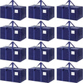 12 Pack Extra Heavy Duty Large Moving Bags with Strong Zipper & Comfortable Handles, Sturdy & Durable Clothes Storage Bags Totes Bins, Packing Moving Boxes for College Supplies, Dark Blue