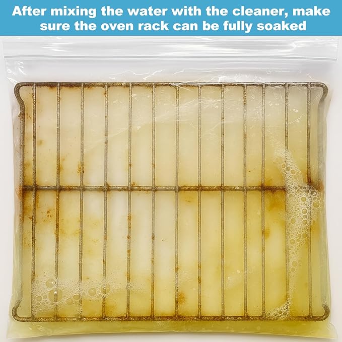 Oven Rack Cleaner Bags Kit Heavy Duty Reusable Oven Rack Soaking Cleaner Bags in 3 Sizes with Gloves Steel Wool Sponges Cleaning Cloths for Deep Degreasing Household Maintenance
