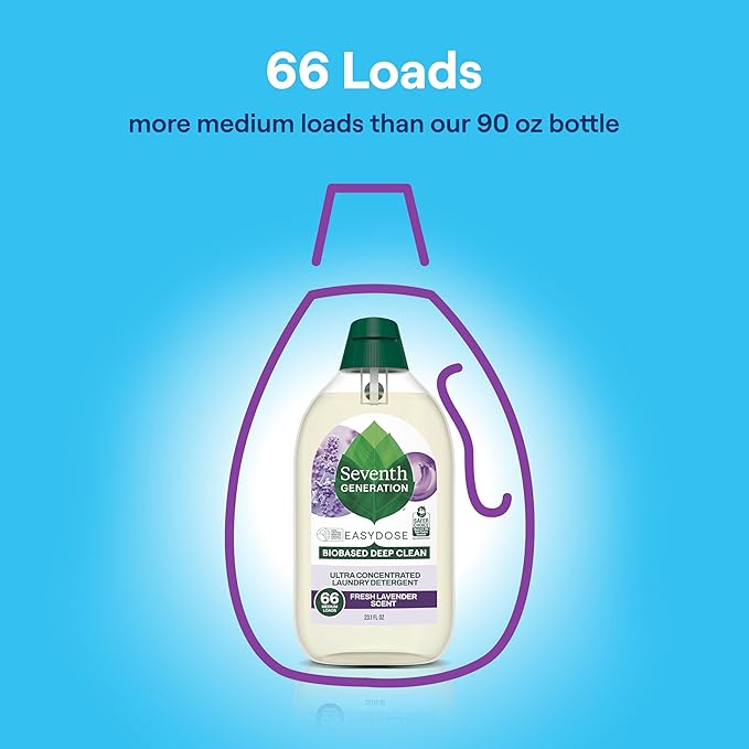 Seventh Generation EasyDose Laundry Detergent Fresh Lavender Ultra Concentrated Washing Detergent 23 oz