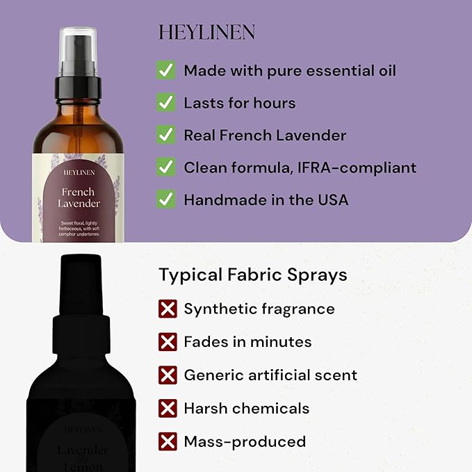 French Lavender Linen Spray | Sleep Aromatherapy Made with Lavender Essential Oil | Fabric Freshener for Beddings Pillows Towels and Bedroom | 4 fl oz