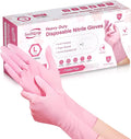 Disposable Nitrile Dishwashing Gloves, Extended 12 Inches Cuff, 6-mil, Cherry Blossom Cleaning Gloves, Latex-Free