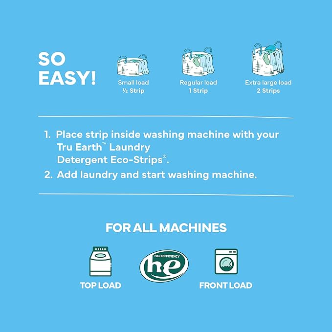 Tru Earth Fabric Softener Sheets for Washing Machine | Alternative to Fabric Softener Liquid and Pods | 80 Sheets | Fragrance-Free