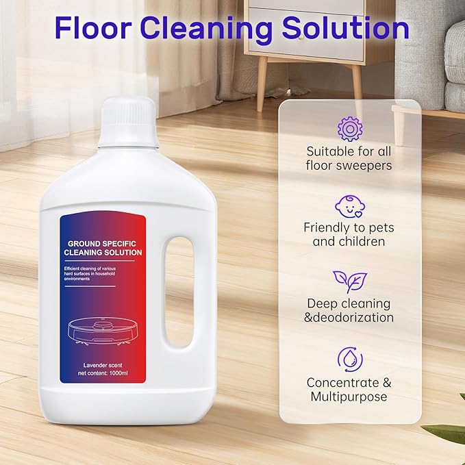 Lavender Floor Cleaning Solution 1L Compatible with Dreame Wet & Dry Vacuum and Robot， Residue & Streak Free,Suitable for All Robot Vacuum Cleaners and Wireless Wet Dry Dual-Use Vacuum Cleaners