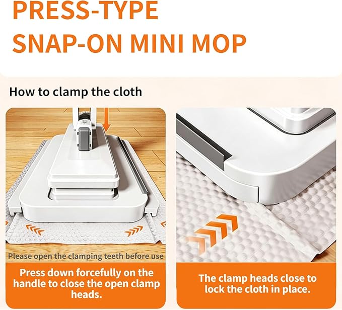 Cloth Changing Mini Mop with a Mini Foldable Desktop Mop, Flat Dust Mop for Dry Wet Disposable Pads，Kitchen Cabinet Counter Wall Spills and Oily Stains Cleaning (Lazy Mops Set)