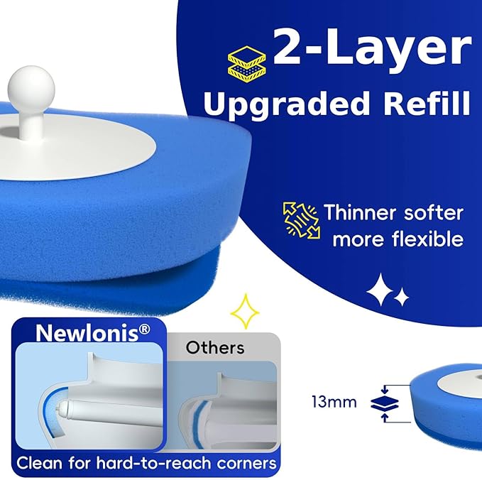 Newlonis® Disposable Toilet Brush with 8 Refills, Wall-Mounted Toilet Bowl Cleaning Wand, Toilet Brush with Holder