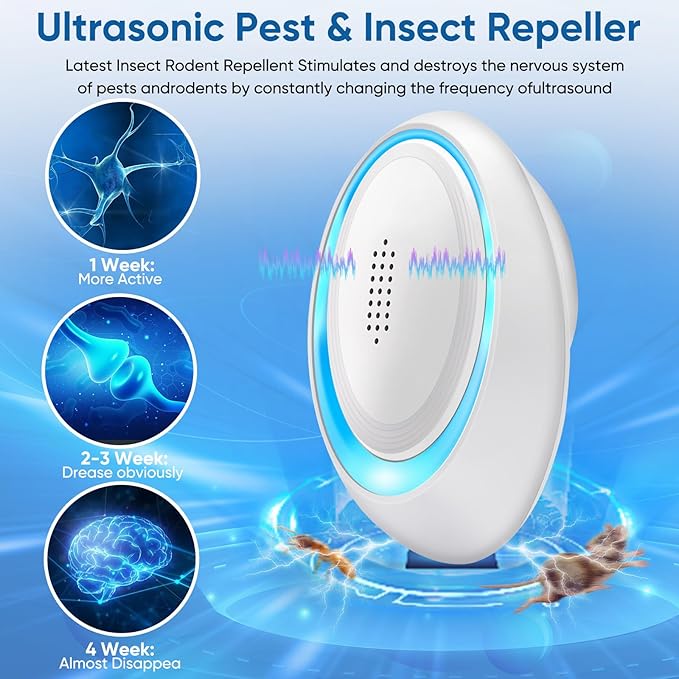 2025 Enhanced Ultrasonic Pest Repeller Indoor, Mouse Traps Rodent Mouse Repellent Plug in Electronic Pest Control for Roaches, Bugs, Ants, Mosquitoes, Spiders – 6 Packs