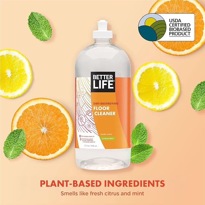 Better Life Floor Cleaner - Liquid Multipurpose Cleaner for Wood, Tile, Laminate, Vinyl, Bamboo for Mopping - Citrus Mint 1 Gallon Refill