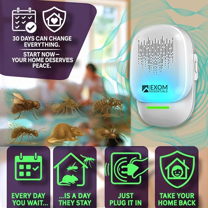 T-26, Ultrasonic Pest Repeller Wall Plug-in Most Effective Than Repellents - Get Rid of - Rodents, Squirrels, Mice, Rats, Bats, Roaches, Ants, Spiders, Bed Bugs, Мosquito, Insects, Fleas (2 Pack)
